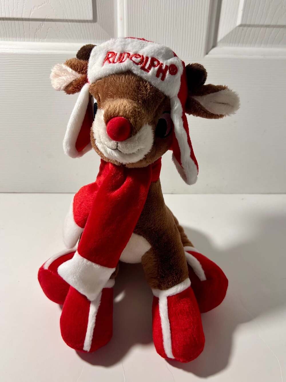 Dan Dee Rudolph The Red Nosed Reindeer Plush Christmas Hat Scarf Stuffed Animal